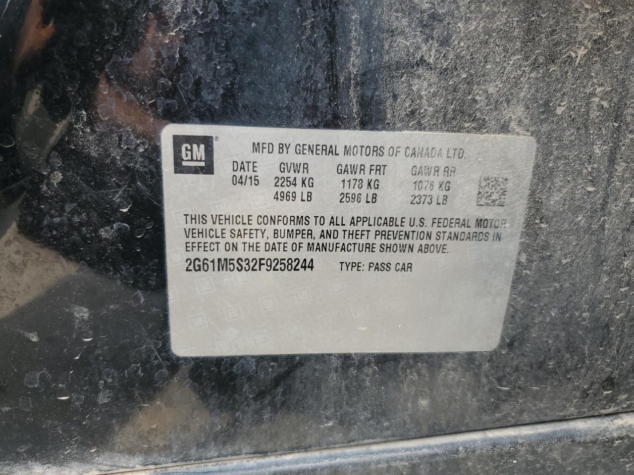 2015 Cadillac Xts Luxury Collection VIN: 2G61M5S32F9258244 Lot: 68517115