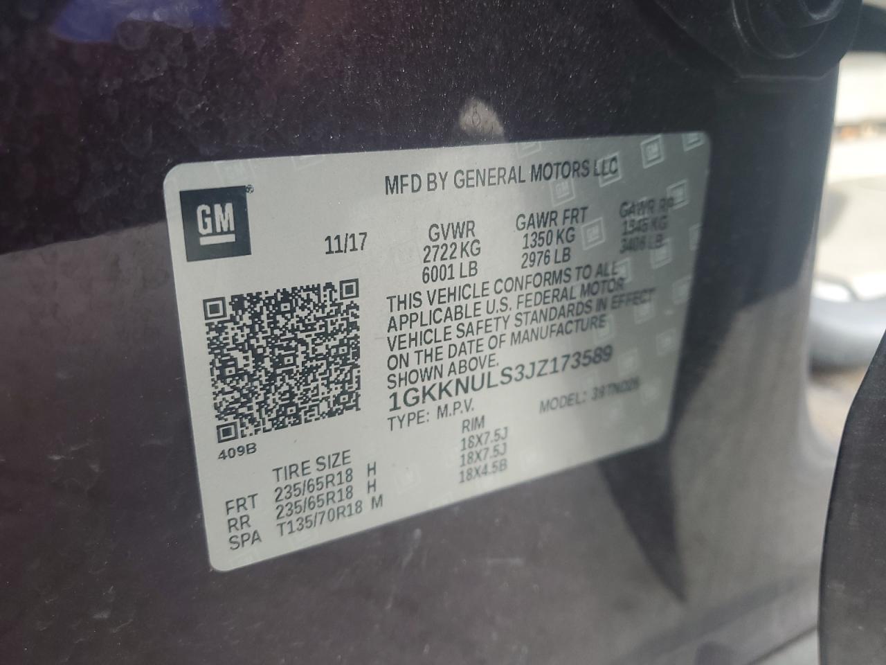 2018 GMC Acadia Slt-1 VIN: 1GKKNULS3JZ173589 Lot: 70074815