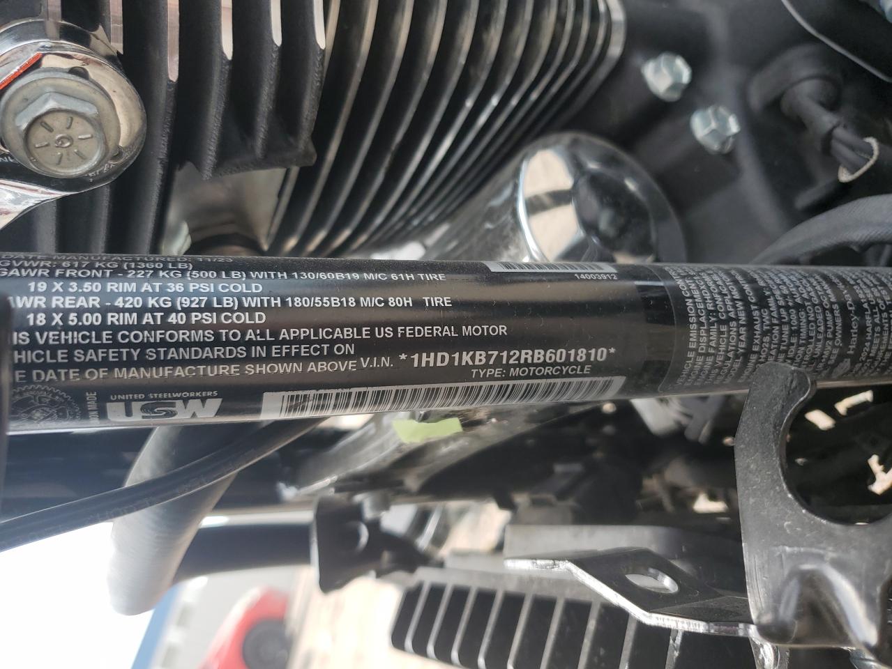 2024 Harley-Davidson Flhx VIN: 1HD1KB712RB601810 Lot: 85927195