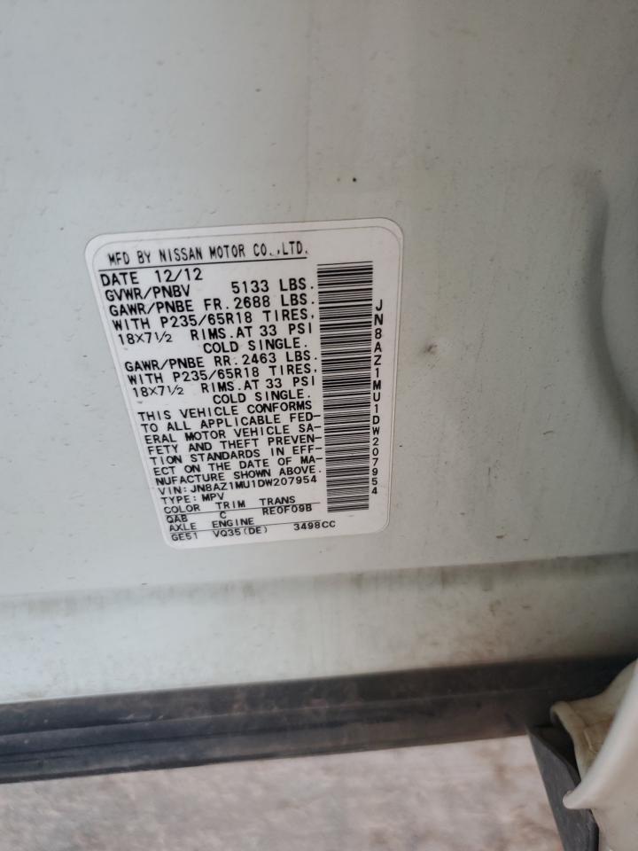 2013 Nissan Murano S VIN: JN8AZ1MU1DW207954 Lot: 70665835