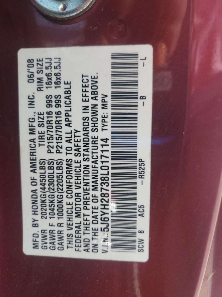 2008 Honda Element Ex VIN: 5J6YH28738L017114 Lot: 69116095