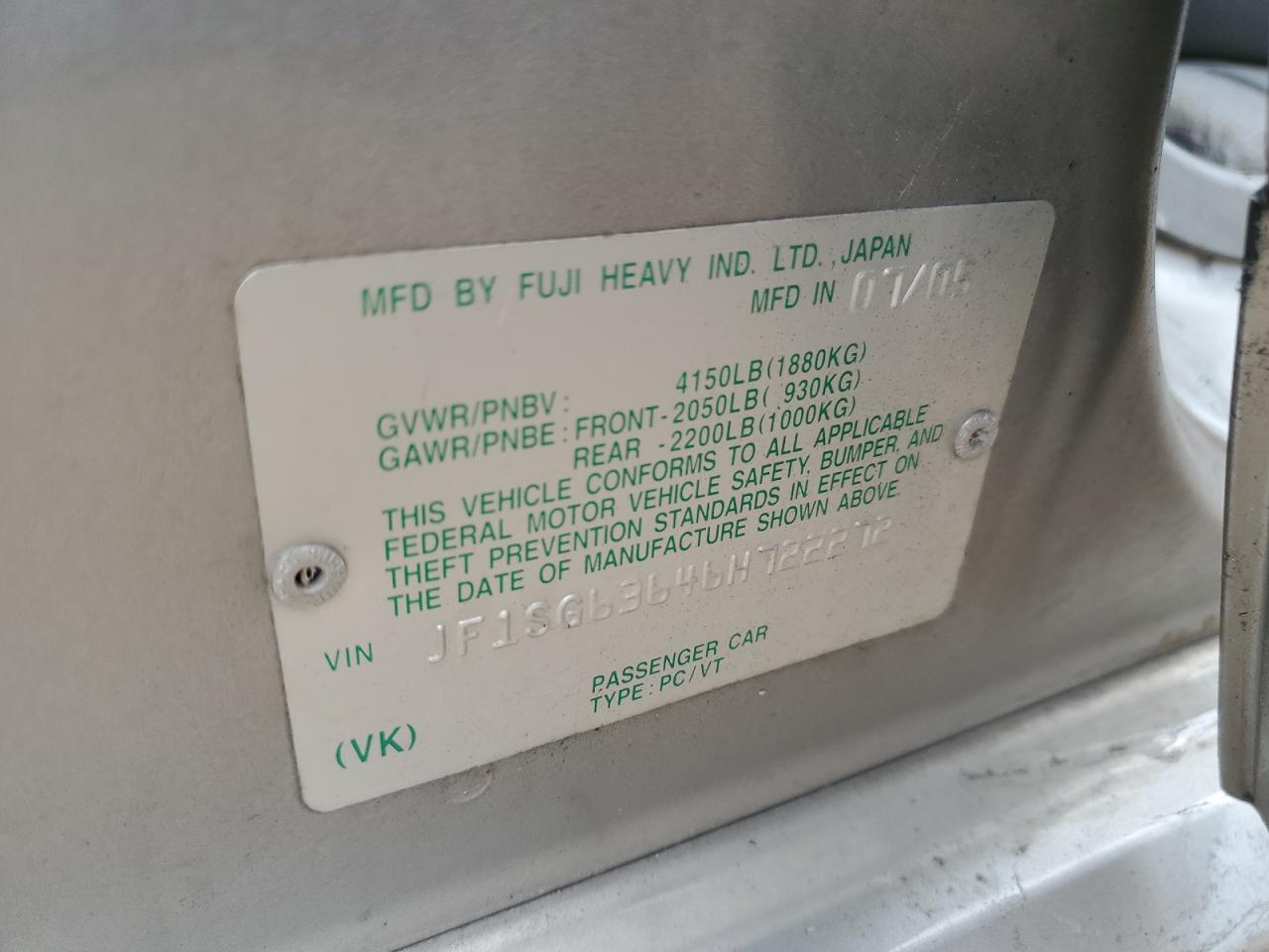 2006 Subaru Forester 2.5X VIN: JF1SG63646H722272 Lot: 70852605