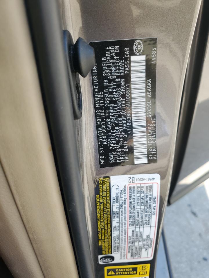 2006 Toyota Avalon Xl VIN: 4T1BK36B26U100871 Lot: 70581265