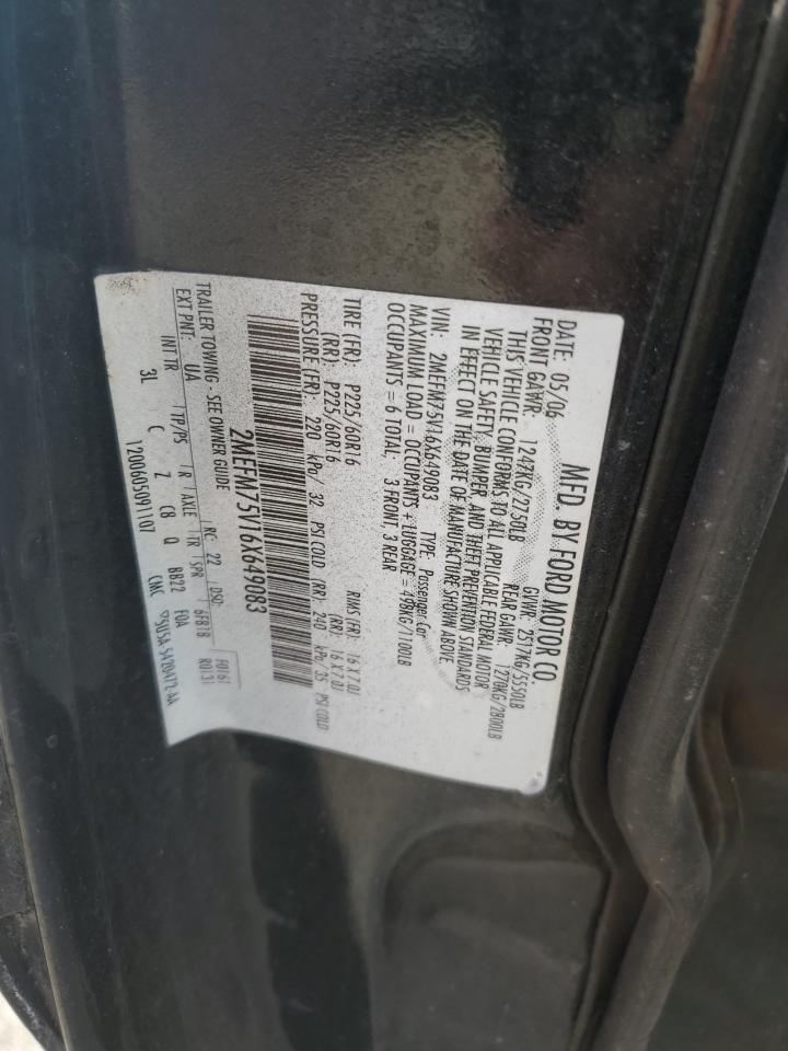 2006 Mercury Grand Marquis Ls VIN: 2MEFM75V16X649083 Lot: 71065925