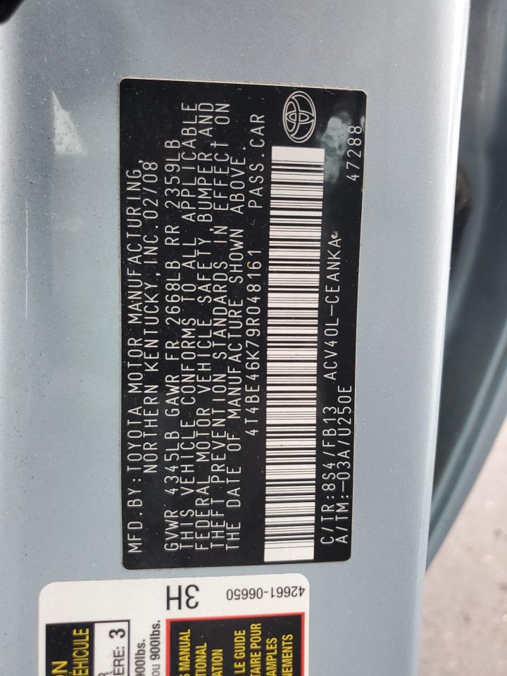 2009 Toyota Camry Base VIN: 4T4BE46K79R048161 Lot: 69187945