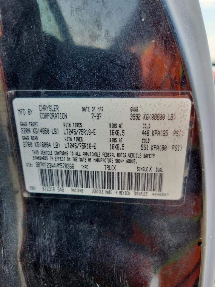 1997 Dodge Ram 2500 VIN: 3B7KF23W4VM578366 Lot: 70751405