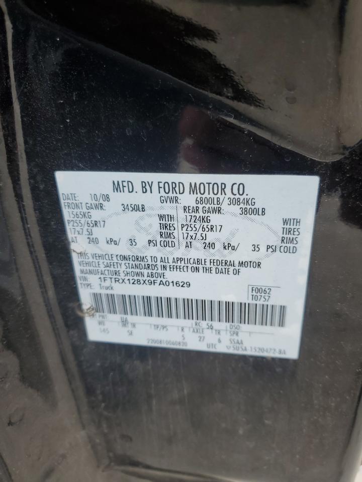 2009 Ford F150 Super Cab VIN: 1FTRX128X9FA01629 Lot: 67308265