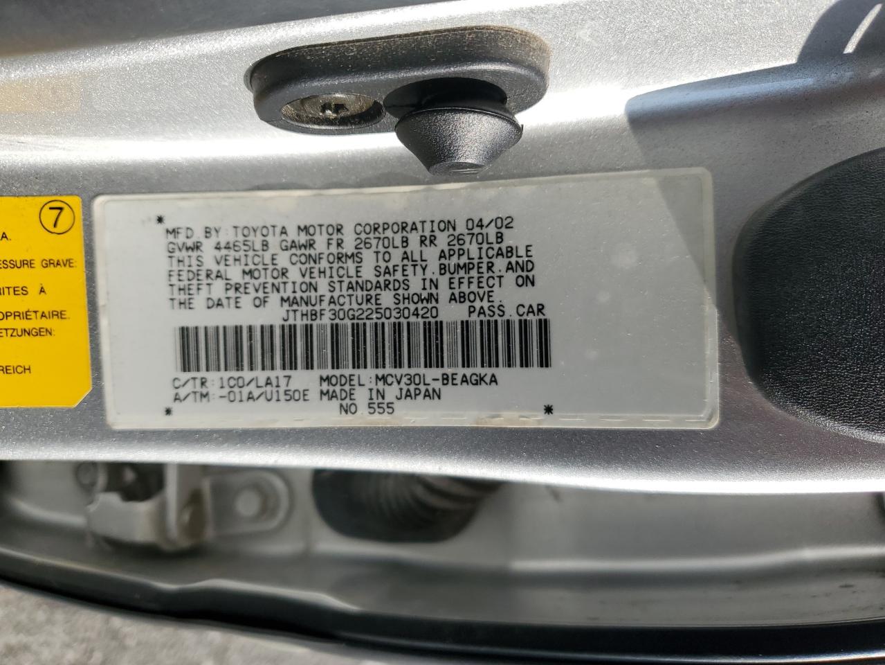 2002 Lexus Es 300 VIN: JTHBF30G225030420 Lot: 70787755