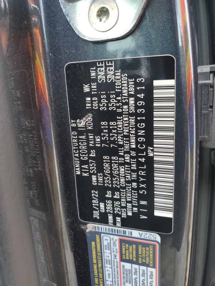 2022 Kia Sorento S VIN: 5XYRL4LC9NG139413 Lot: 66827445