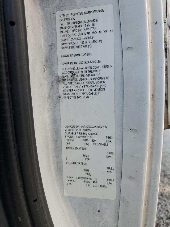 2019 Chevrolet Express G3 - Trucks VIN: 1HA3GTCG1KN002795 Lot: 68849195