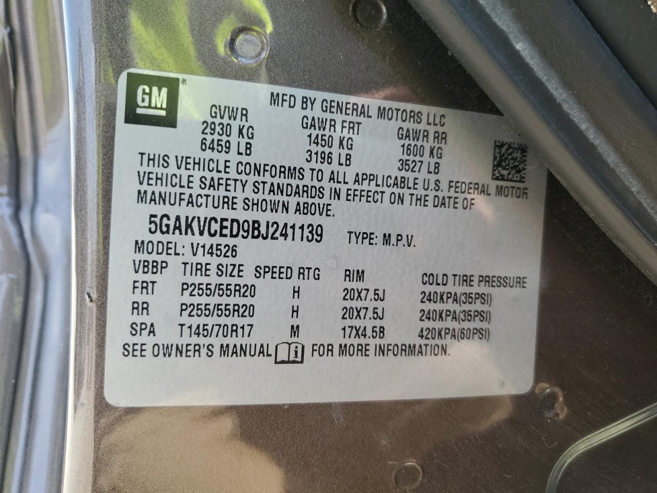 2011 Buick Enclave Cxl VIN: 5GAKVCED9BJ241139 Lot: 69110025