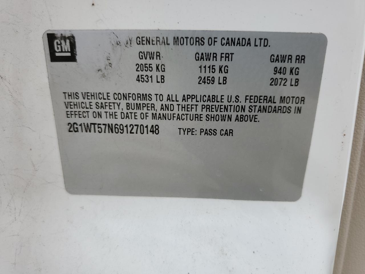 2009 Chevrolet Impala 1Lt VIN: 2G1WT57N691270148 Lot: 67368565