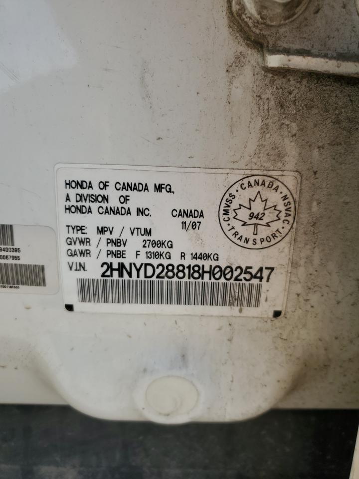 2008 Acura Mdx Sport VIN: 2HNYD28818H002547 Lot: 70357495