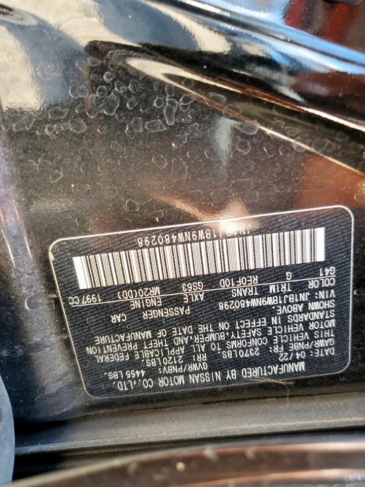 2022 Nissan Rogue Sport Sv VIN: JN1BJ1BW9NW480298 Lot: 69203695