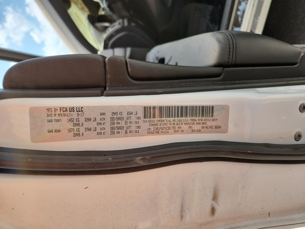 2017 Jeep Grand Cherokee Laredo VIN: 1C4RJFAG7HC951759 Lot: 68591155