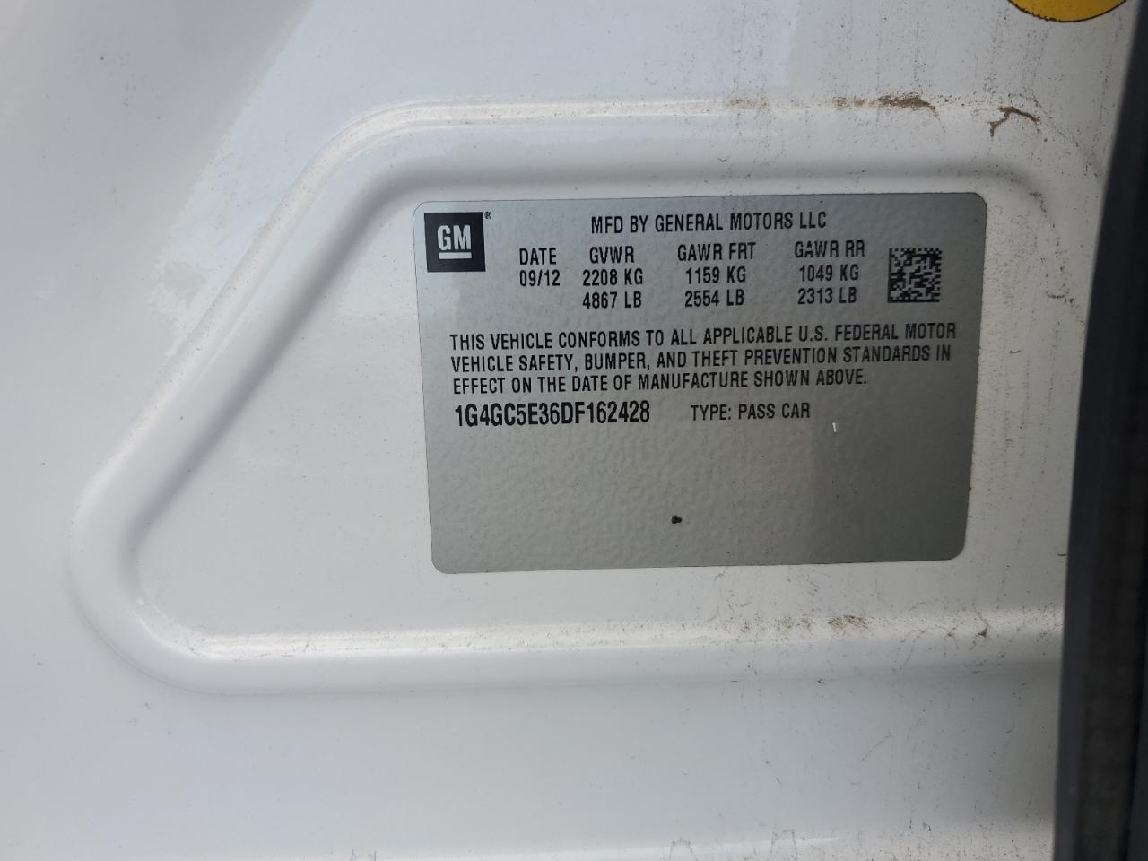 2013 Buick Lacrosse VIN: 1G4GC5E36DF162428 Lot: 70025025