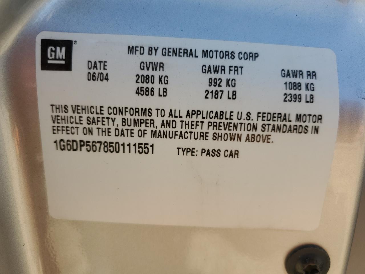 2005 Cadillac Cts Hi Feature V6 VIN: 1G6DP567850111551 Lot: 70309525