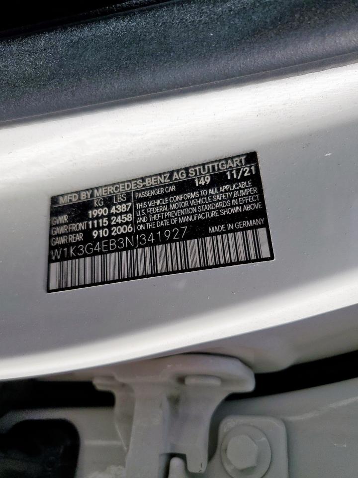 2022 Mercedes-Benz A 220 VIN: W1K3G4EB3NJ341927 Lot: 70380775