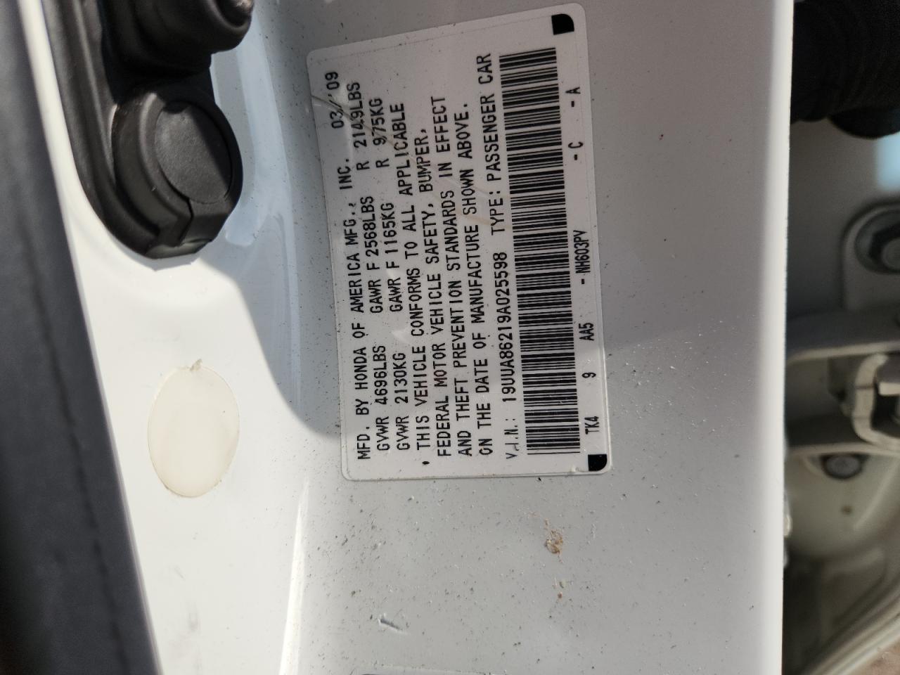 2009 Acura Tl VIN: 19UUA86219A025598 Lot: 68762515