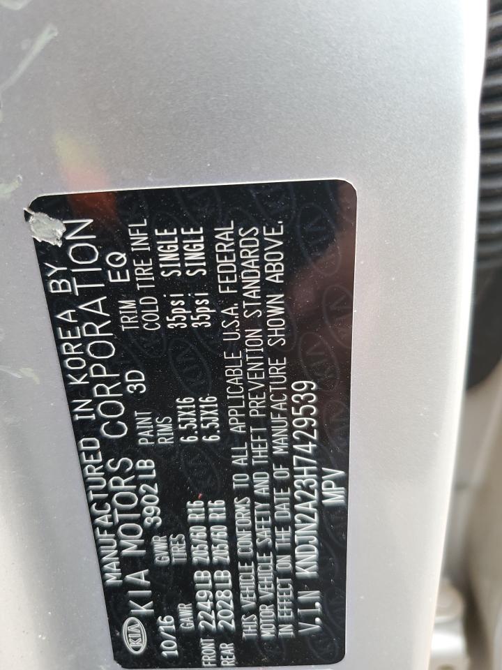 2017 Kia Soul VIN: KNDJN2A23H7429539 Lot: 67736815