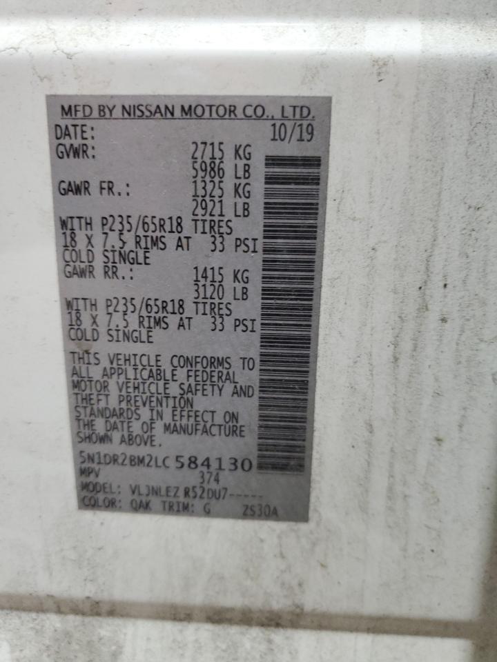 2020 Nissan Pathfinder Sv VIN: 5N1DR2BM2LC584130 Lot: 69804495