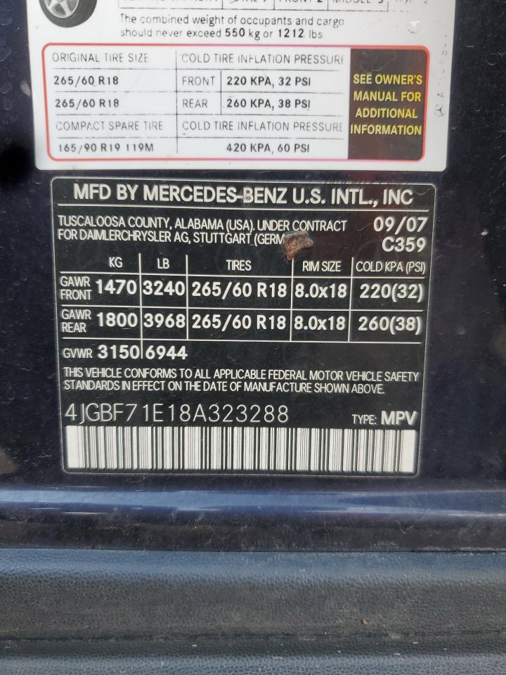 2008 Mercedes-Benz Gl 450 4Matic VIN: 4JGBF71E18A323288 Lot: 70638775