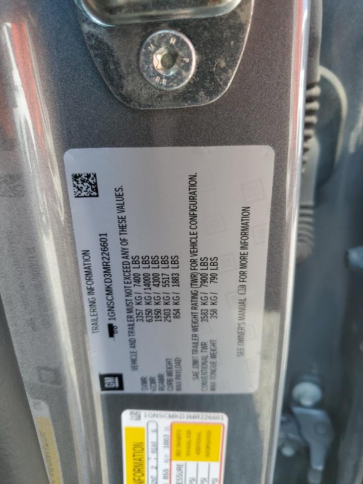 2021 Chevrolet Tahoe C1500 Ls VIN: 1GNSCMKD3MR226601 Lot: 68191725