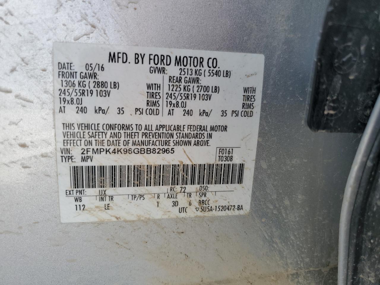 2016 Ford Edge Titanium VIN: 2FMPK4K96GBB82965 Lot: 67662665