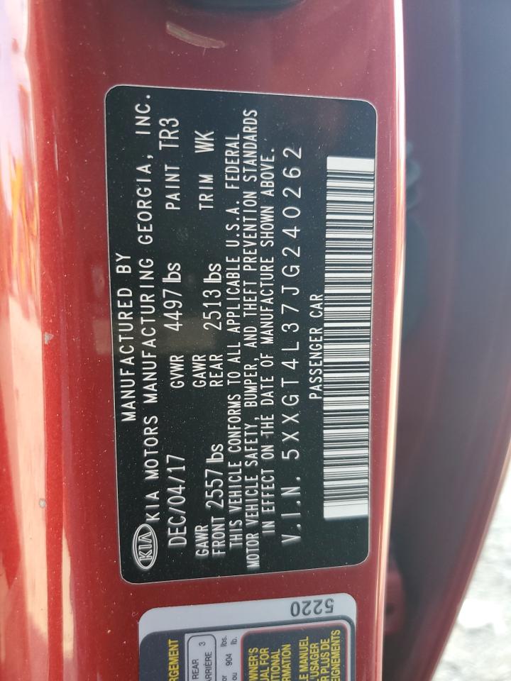 2018 Kia Optima Lx VIN: 5XXGT4L37JG240262 Lot: 69243295