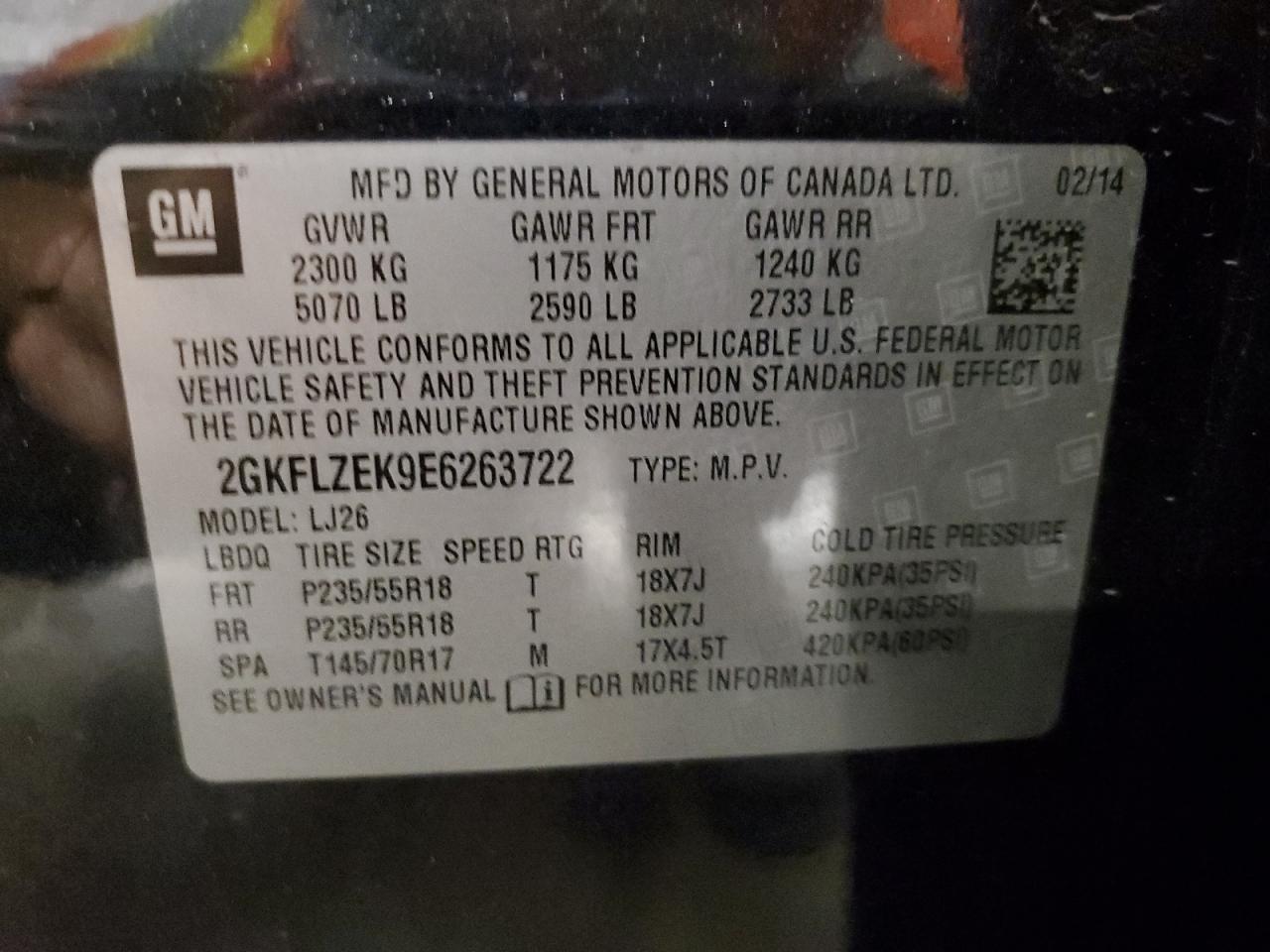 2014 GMC Terrain Denali VIN: 2GKFLZEK9E6263722 Lot: 70831585