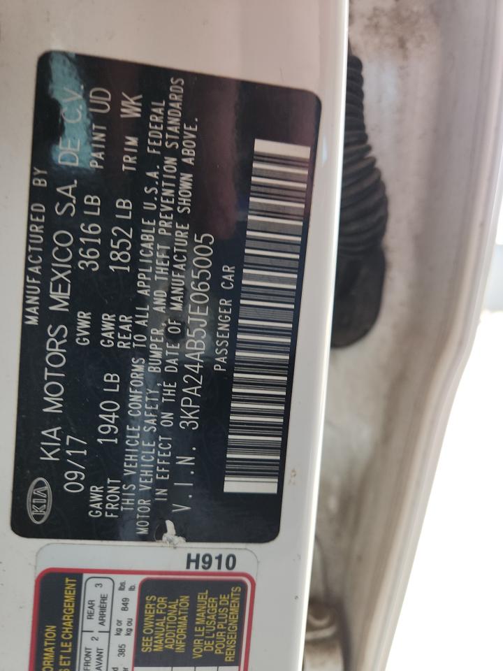 2018 Kia Rio Lx VIN: 3KPA24AB5JE065005 Lot: 65882385