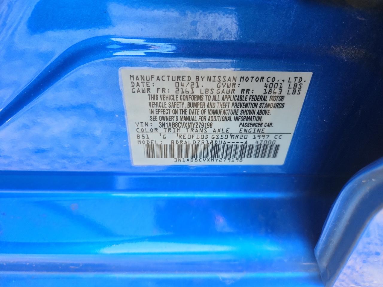 2021 Nissan Sentra Sv VIN: 3N1AB8CVXMY279198 Lot: 69233625