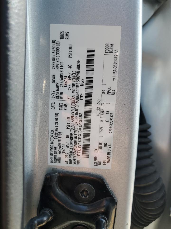 2016 Ford F150 Supercrew VIN: 1FTEW1CPXGKD13462 Lot: 67857365