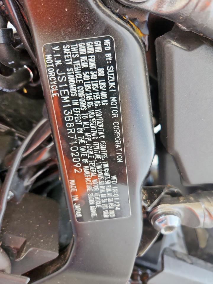 2024 Suzuki Gsx800 F VIN: JS1EM13B8R7102092 Lot: 70185495