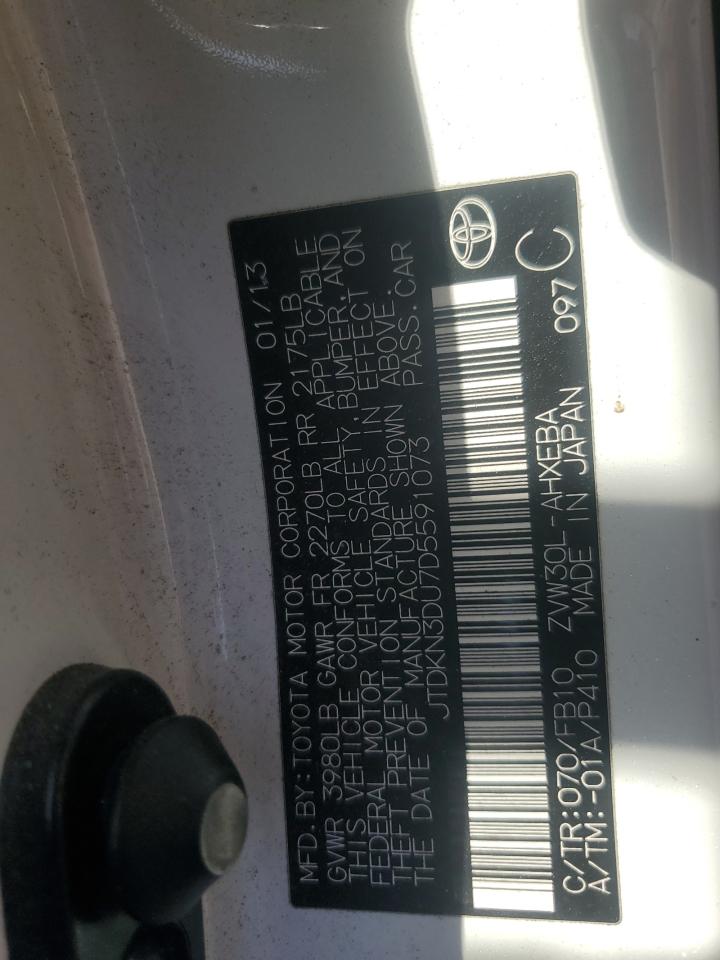 2013 Toyota Prius VIN: JTDKN3DU7D5591073 Lot: 69811665