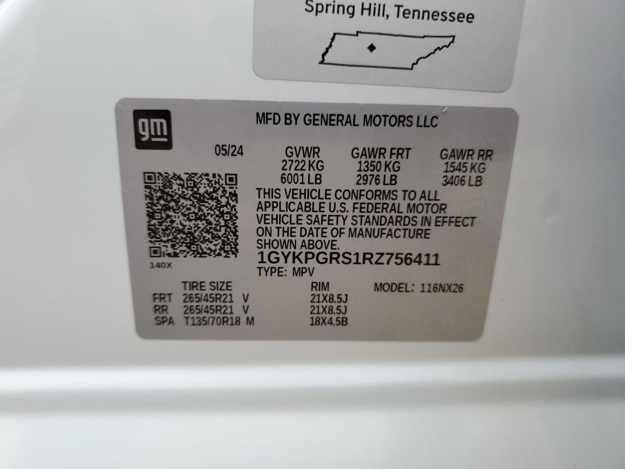 2024 Cadillac Xt6 Sport VIN: 1GYKPGRS1RZ756411 Lot: 69391155