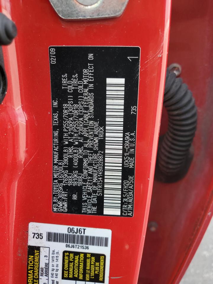 2009 Toyota Tundra Double Cab VIN: 5TFRT54149X028872 Lot: 69614995