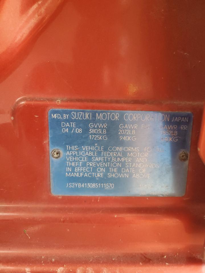 2008 Suzuki Sx4 Base VIN: JS2YB413085111570 Lot: 68120625