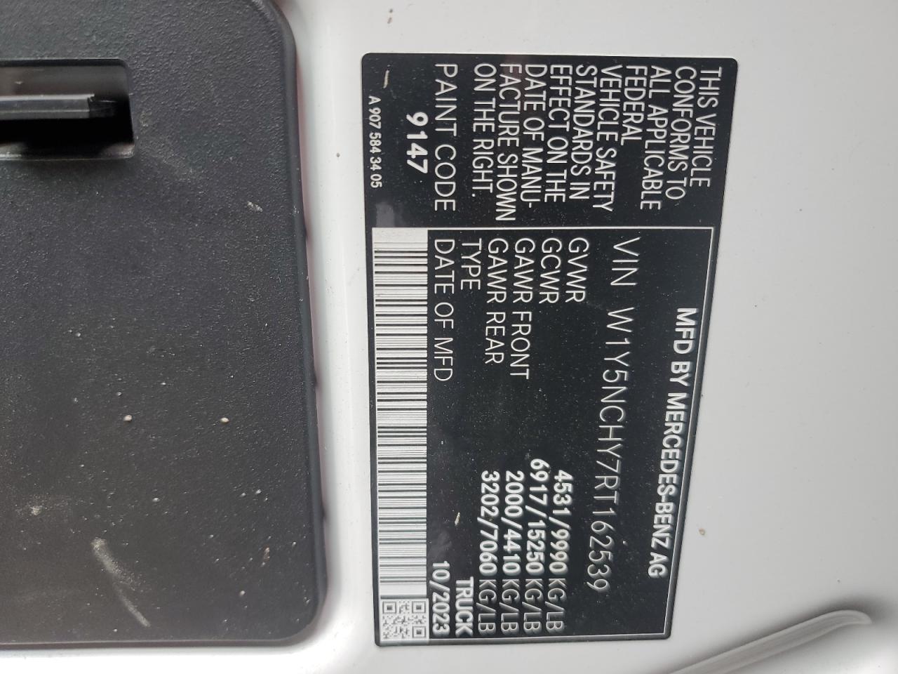 2024 Mercedes-Benz Sprinter 3500 VIN: W1Y5NCHY7RT162539 Lot: 68692705