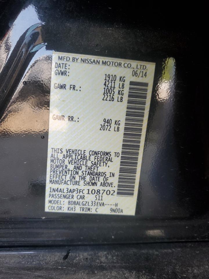 2015 Nissan Altima 2.5 VIN: 1N4AL3AP3FC108702 Lot: 68151345