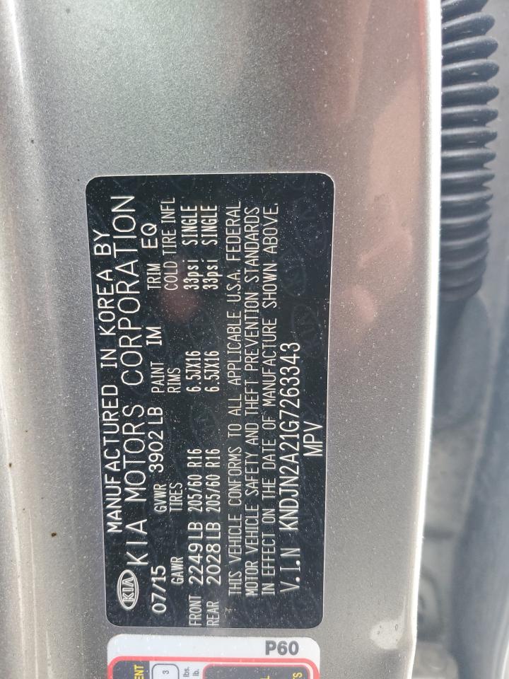 2016 Kia Soul VIN: KNDJN2A21G7263343 Lot: 65321645