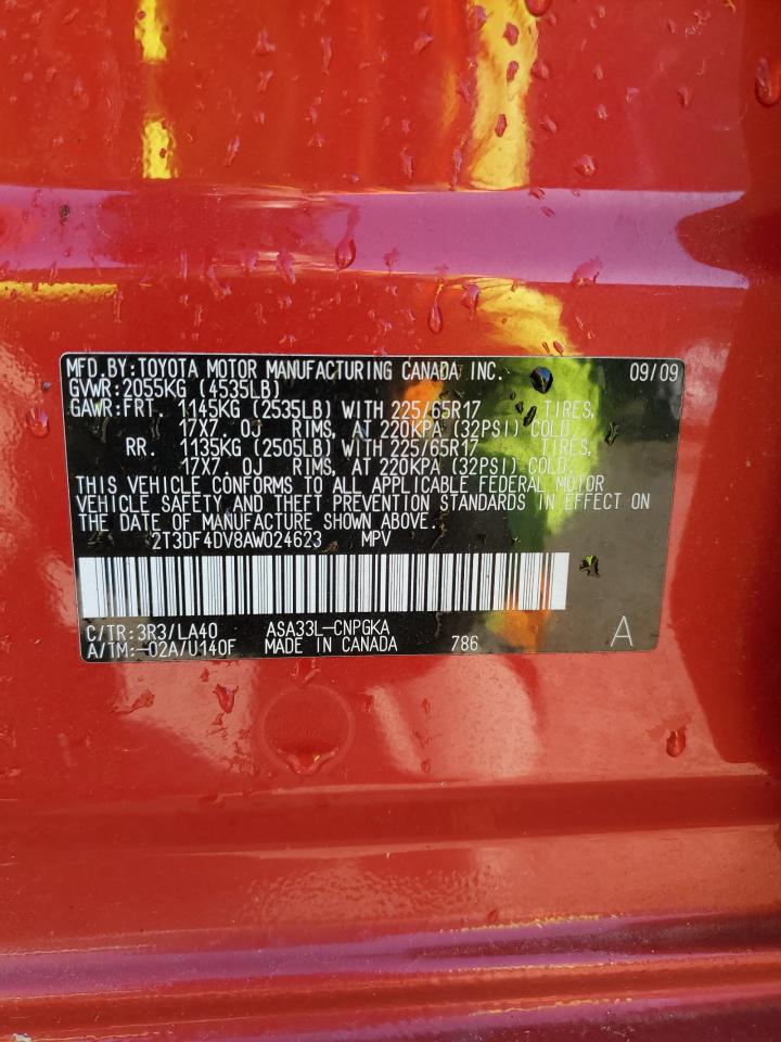 2010 Toyota Rav4 Limited VIN: 2T3DF4DV8AW024623 Lot: 70153065