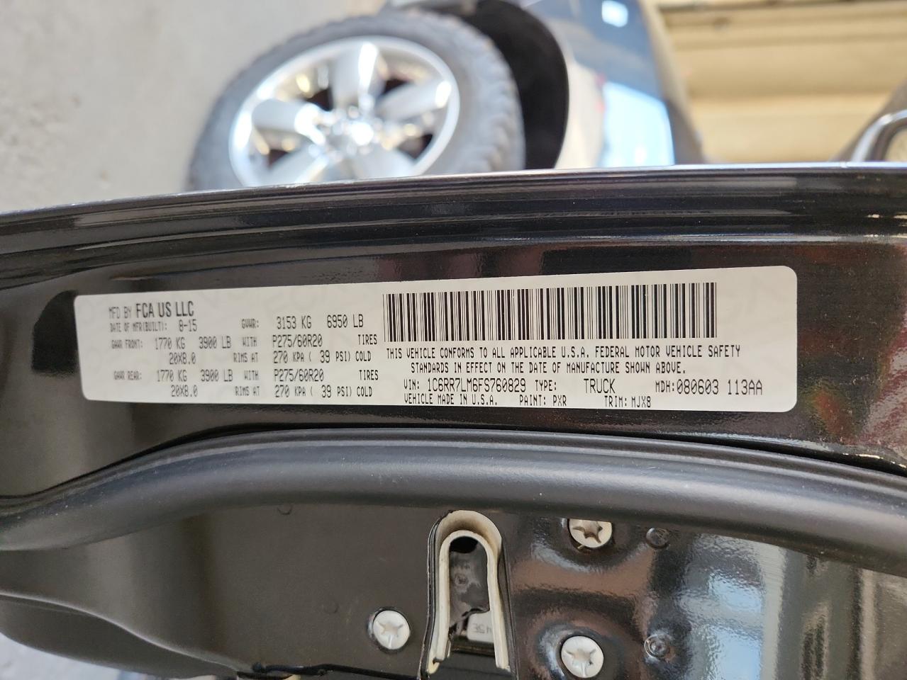 2015 Ram 1500 Big Horn VIN: 1C6RR7LM6FS760829 Lot: 70064985