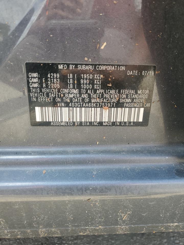 2019 Subaru Impreza VIN: 4S3GTAA68K3753971 Lot: 69821485