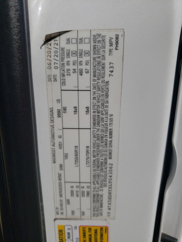 2020 Mercedes-Benz Sprinter 3500 VIN: W1X5EDHYXLT043062 Lot: 69190835