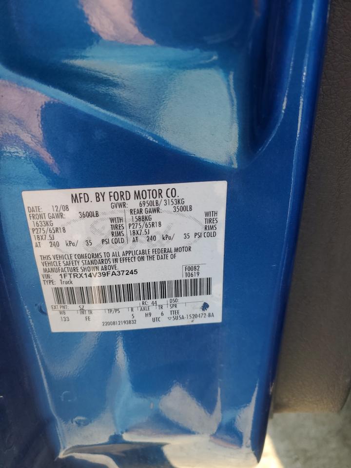 2009 Ford F150 Super Cab VIN: 1FTRX14V39FA37245 Lot: 66900775