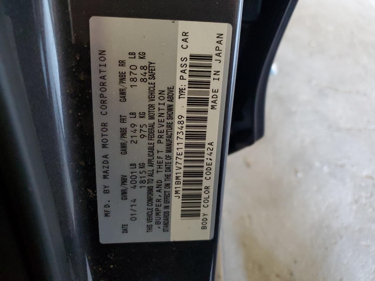 2014 Mazda 3 Touring VIN: JM1BM1V77E1173489 Lot: 70430075