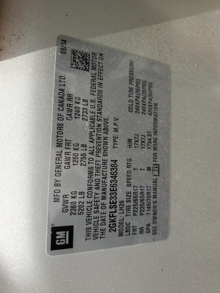 2014 GMC Terrain Slt VIN: 2GKFLSE33E6346384 Lot: 68471255