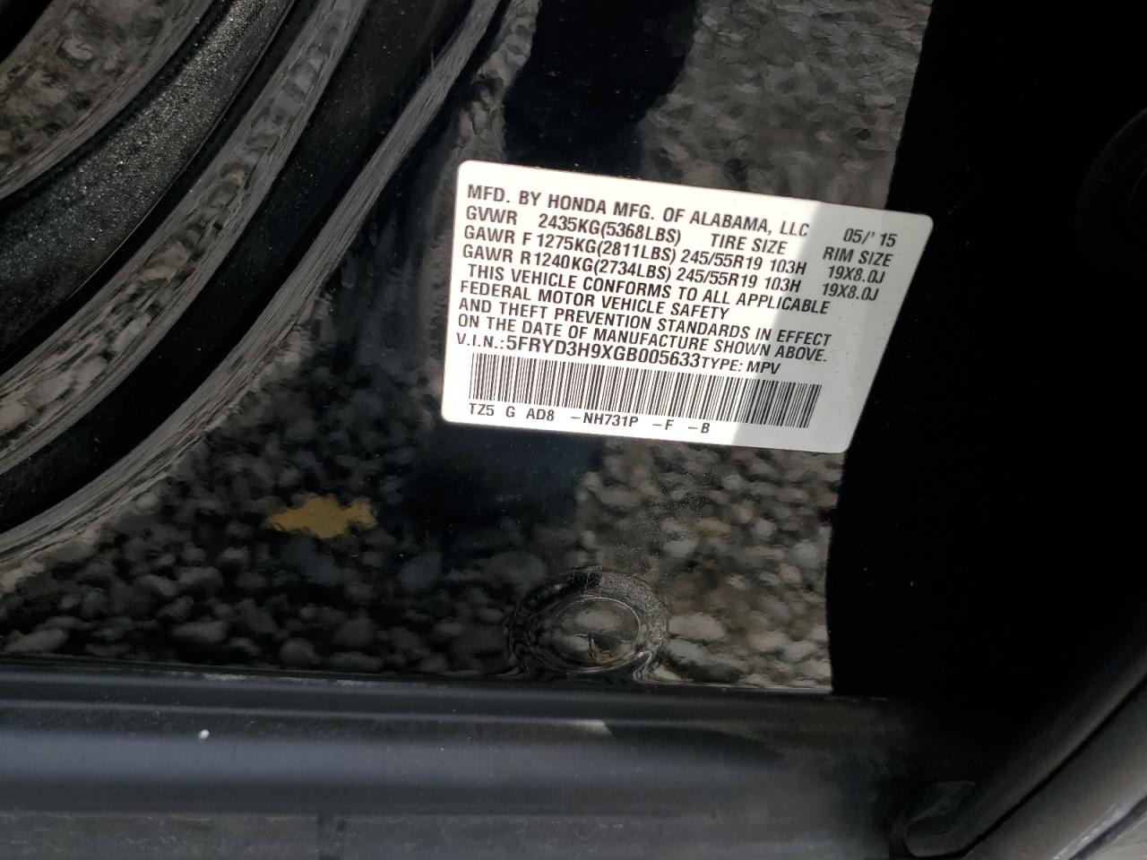 2016 Acura Mdx Advance VIN: 5FRYD3H9XGB005633 Lot: 70321035