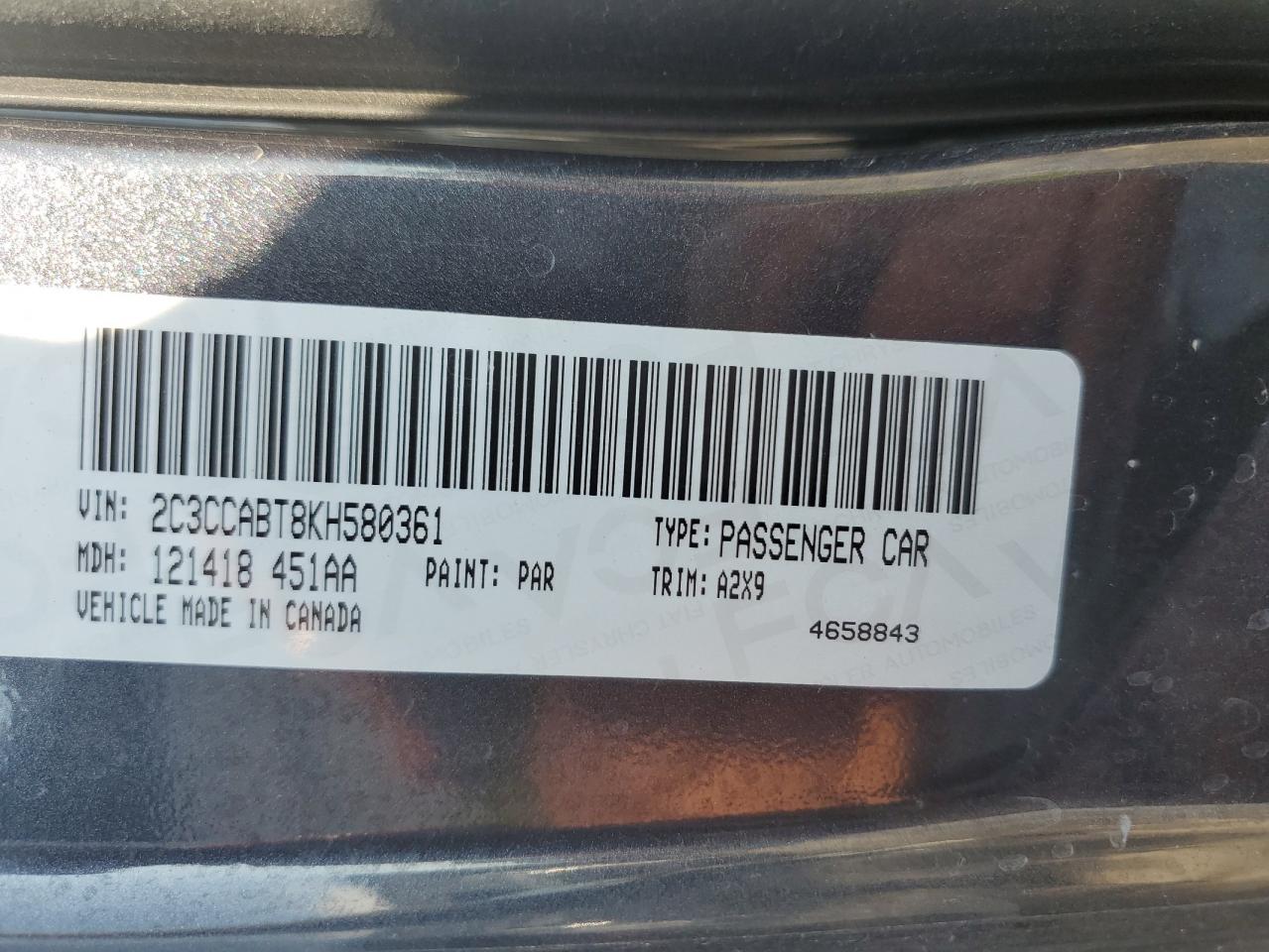 2019 Chrysler 300 S VIN: 2C3CCABT8KH580361 Lot: 67666035